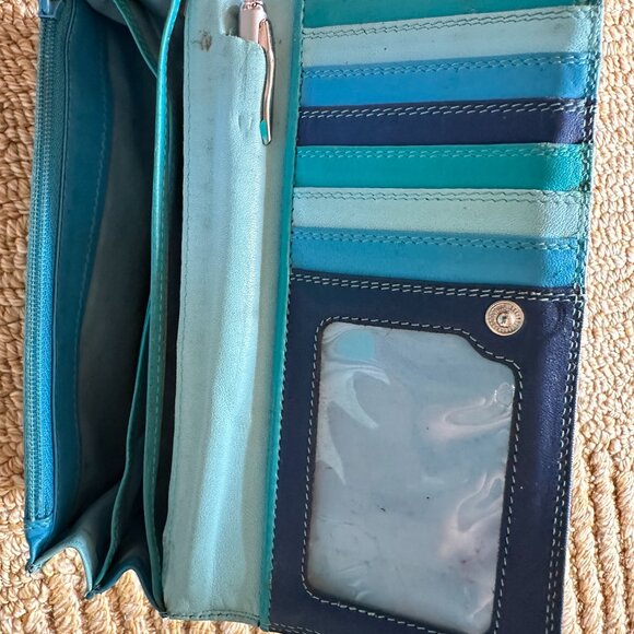 Used Wallet In Pretty Shades Of Blue And Teal - Picture 6 of 8